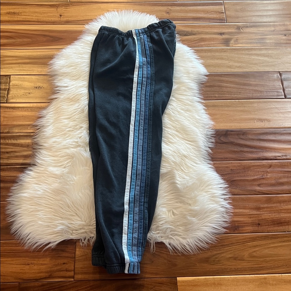 Aviator Nation Black Joggers with Blue Stripes